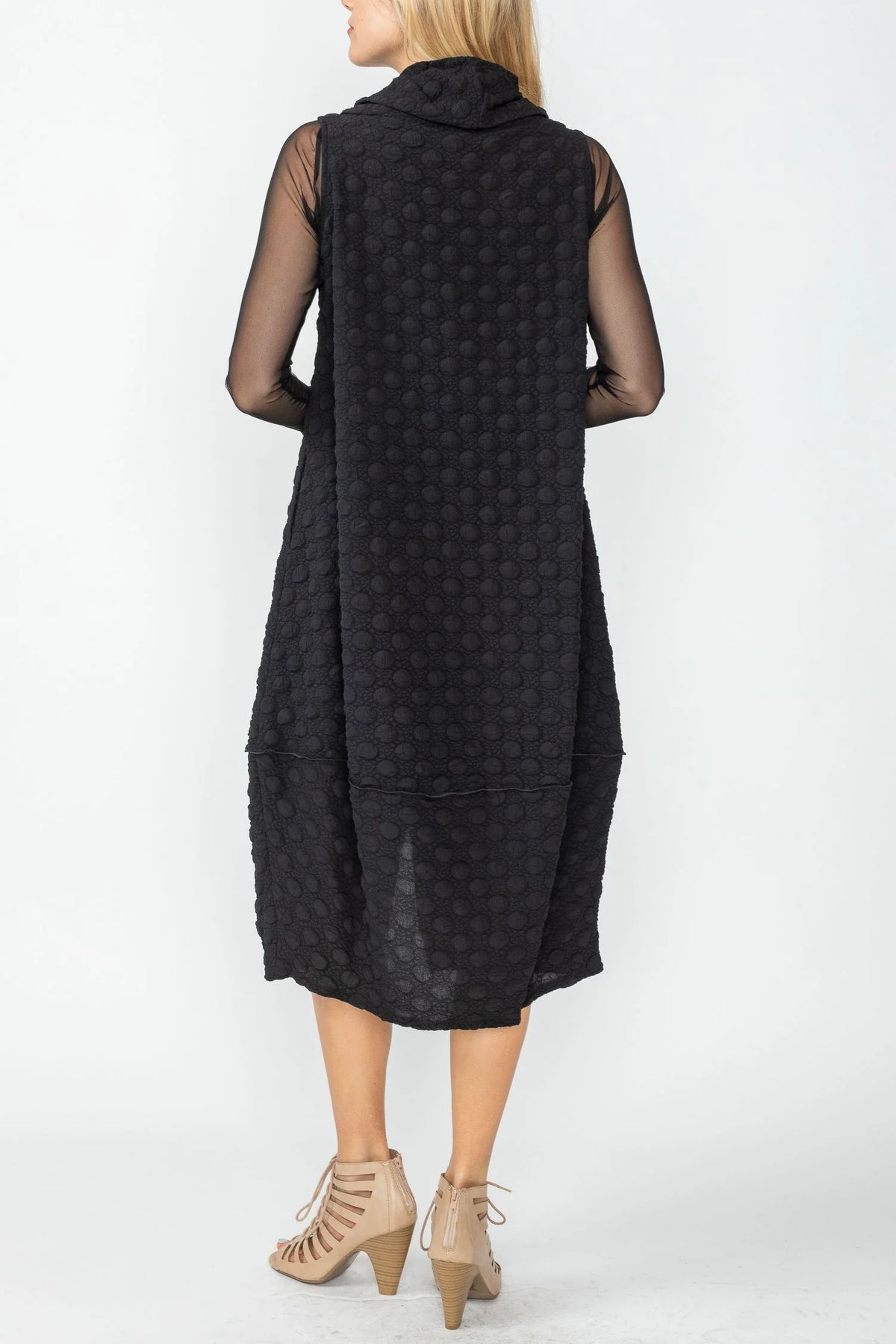 IC Collection Bubble Tank Cowl Knit Dress - 5466D - BLACK