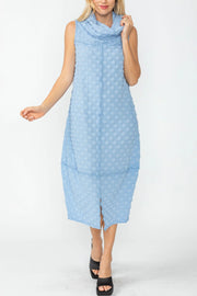 IC Collection Bubble Tank Cowl Knit Dress - 5466D - SKY