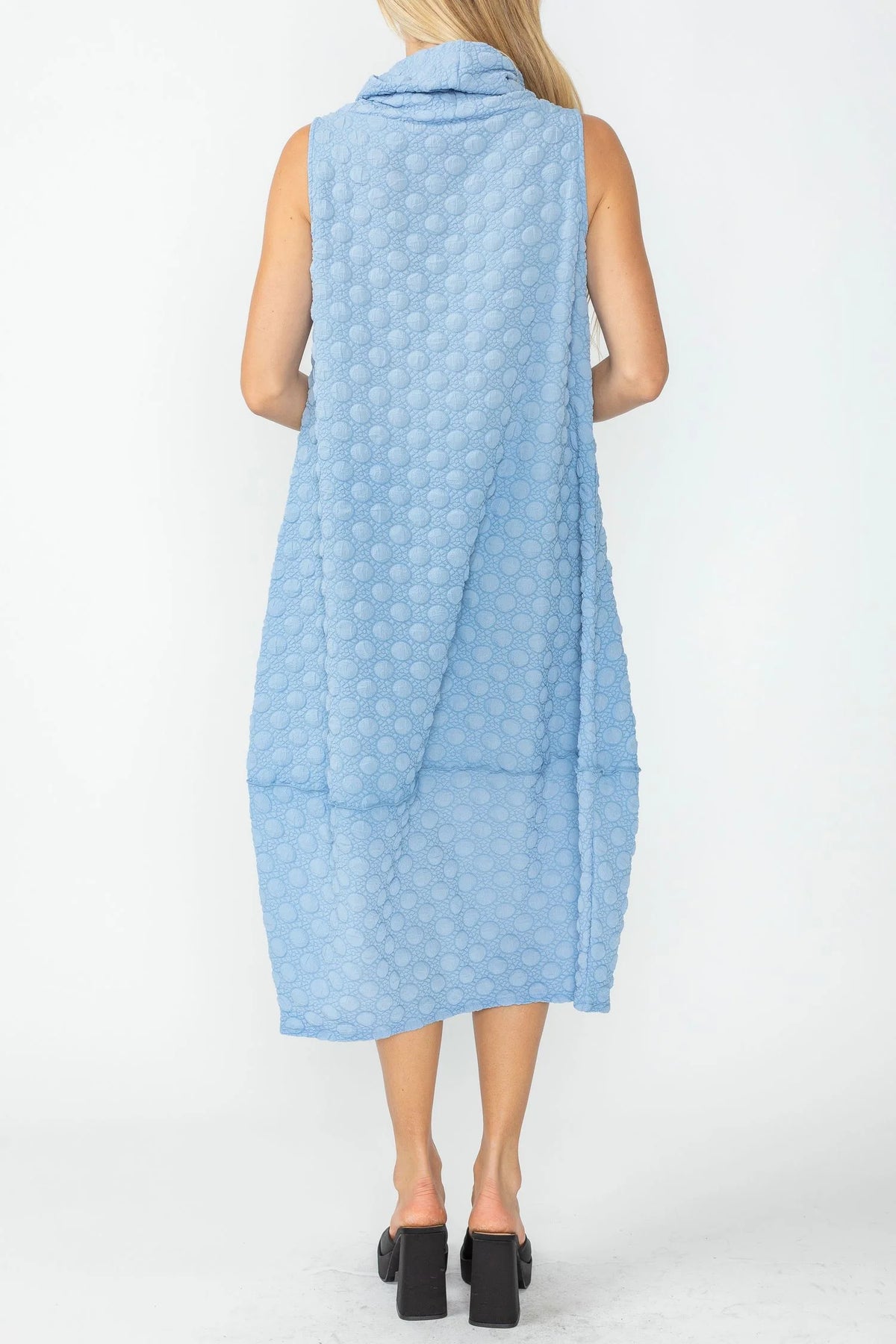 IC Collection Bubble Tank Cowl Knit Dress - 5466D - SKY