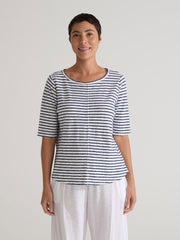 CUT LOOSE - Navy Stripe Elbow Tee - 5476708