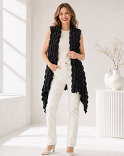 Vanite Couture Solid Bubble Vest - 5489 - BLACK