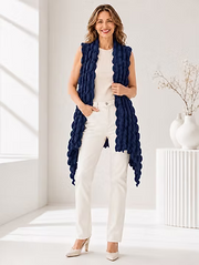 Vanite Couture Solid Bubble Vest - 5489 - NAVY