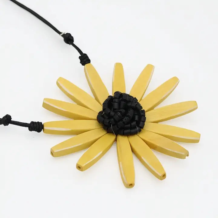 SYLCA Yellow Amaya Flower Statement Necklace - BP23N13 - YELLOW