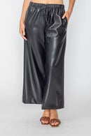 IC COLLECTION Synthetic Leather Pant- 5521P - Black