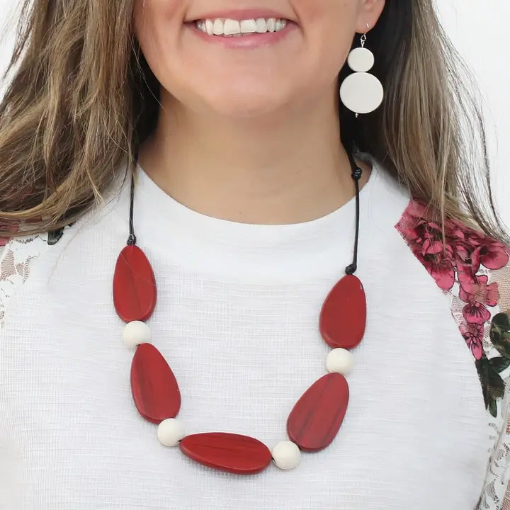 SYLCA Freya Metallic Red Colorful Necklace - SD26N08 - RED