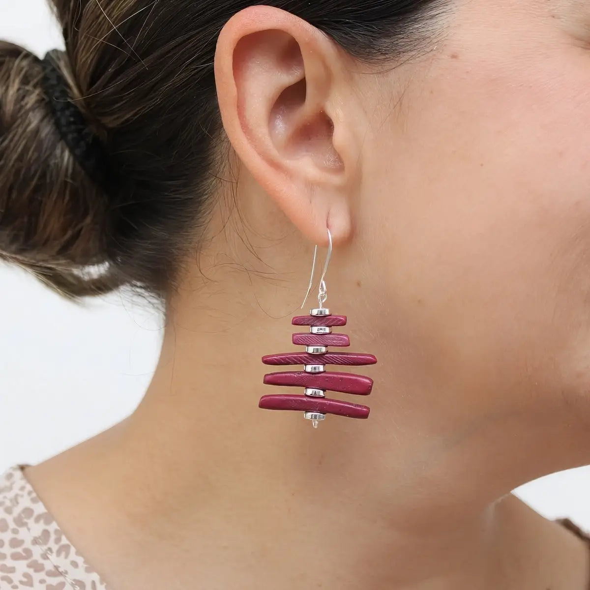 SYLCA Maroon Simply Stacked Earrings - SD26E12 - MAROON
