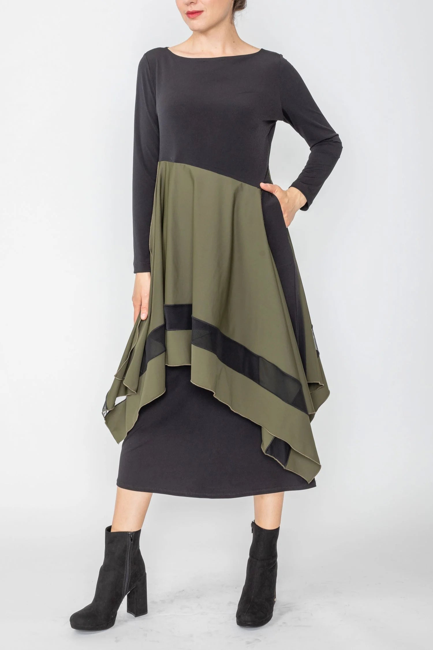 IC COLLECTION DRESS - 5610D - OLIVE