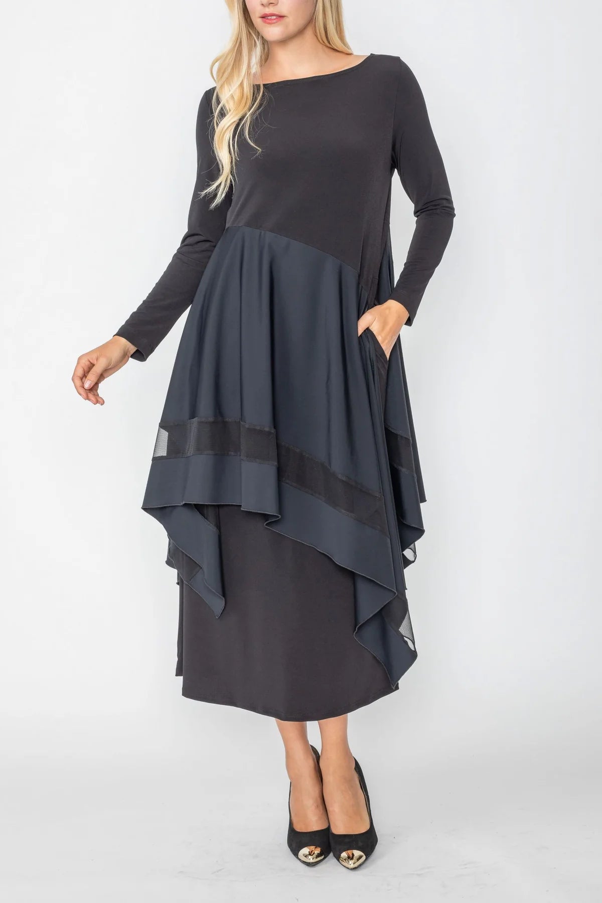 IC COLLECTION DRESS - 5610D- BLACK