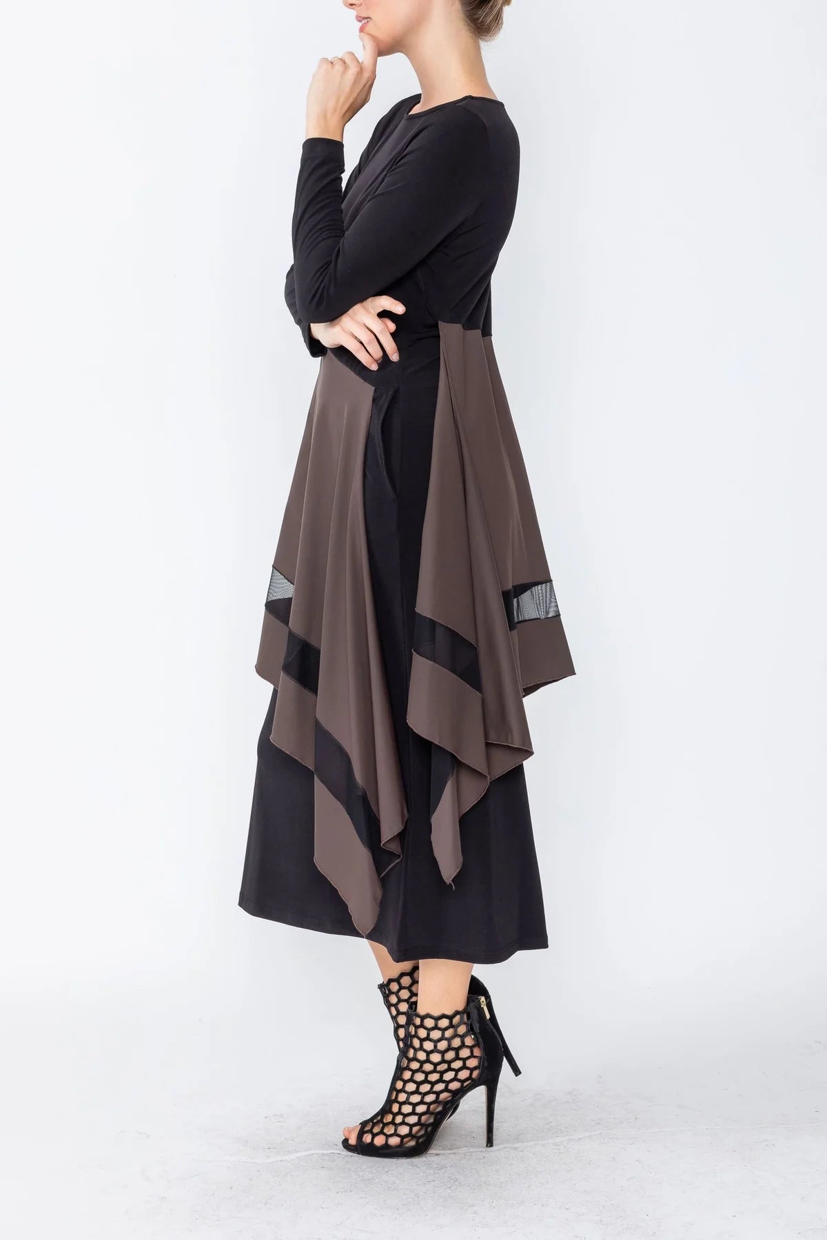 IC COLLECTION DRESS - 5610D- BROWN
