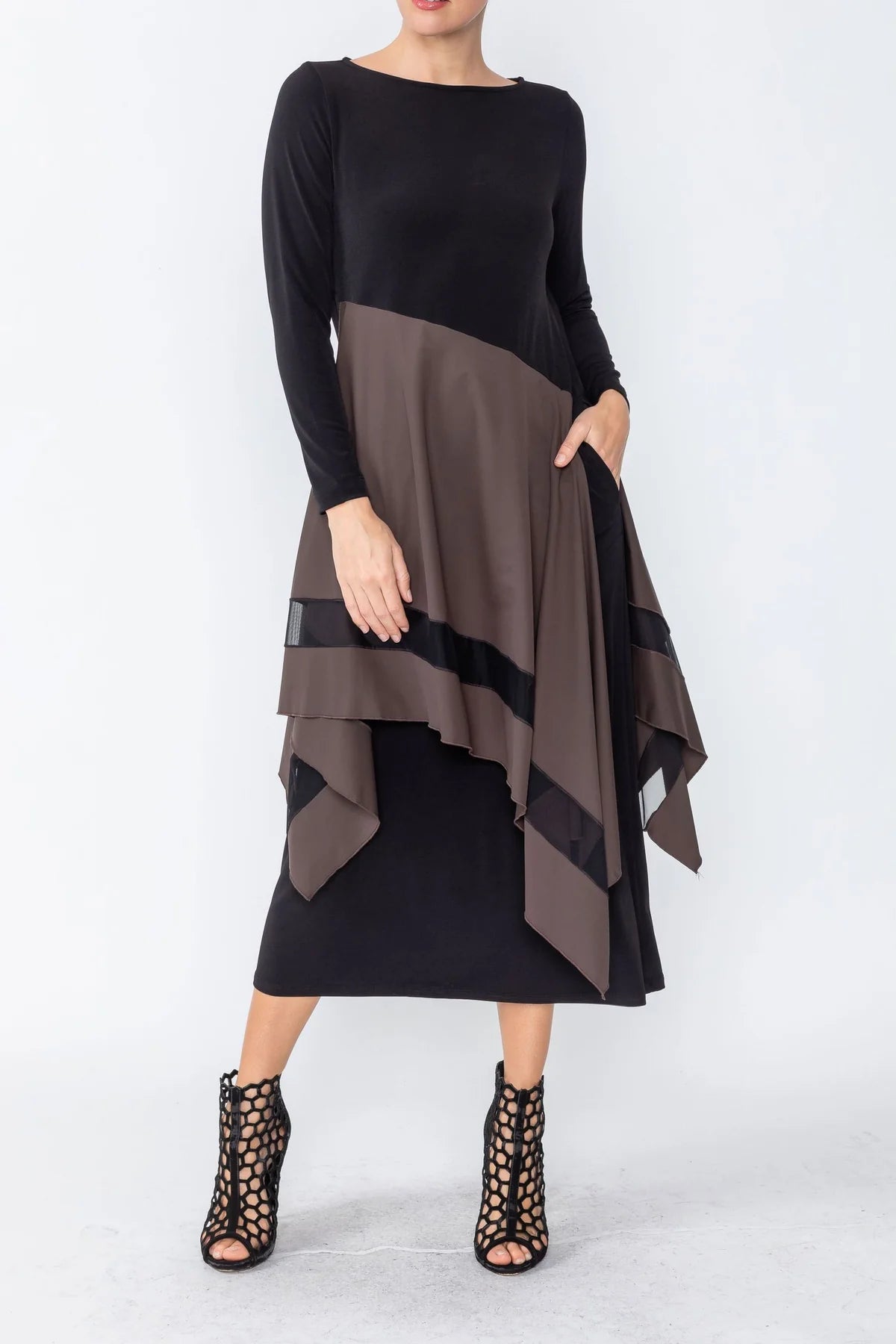 IC COLLECTION DRESS - 5610D- BROWN