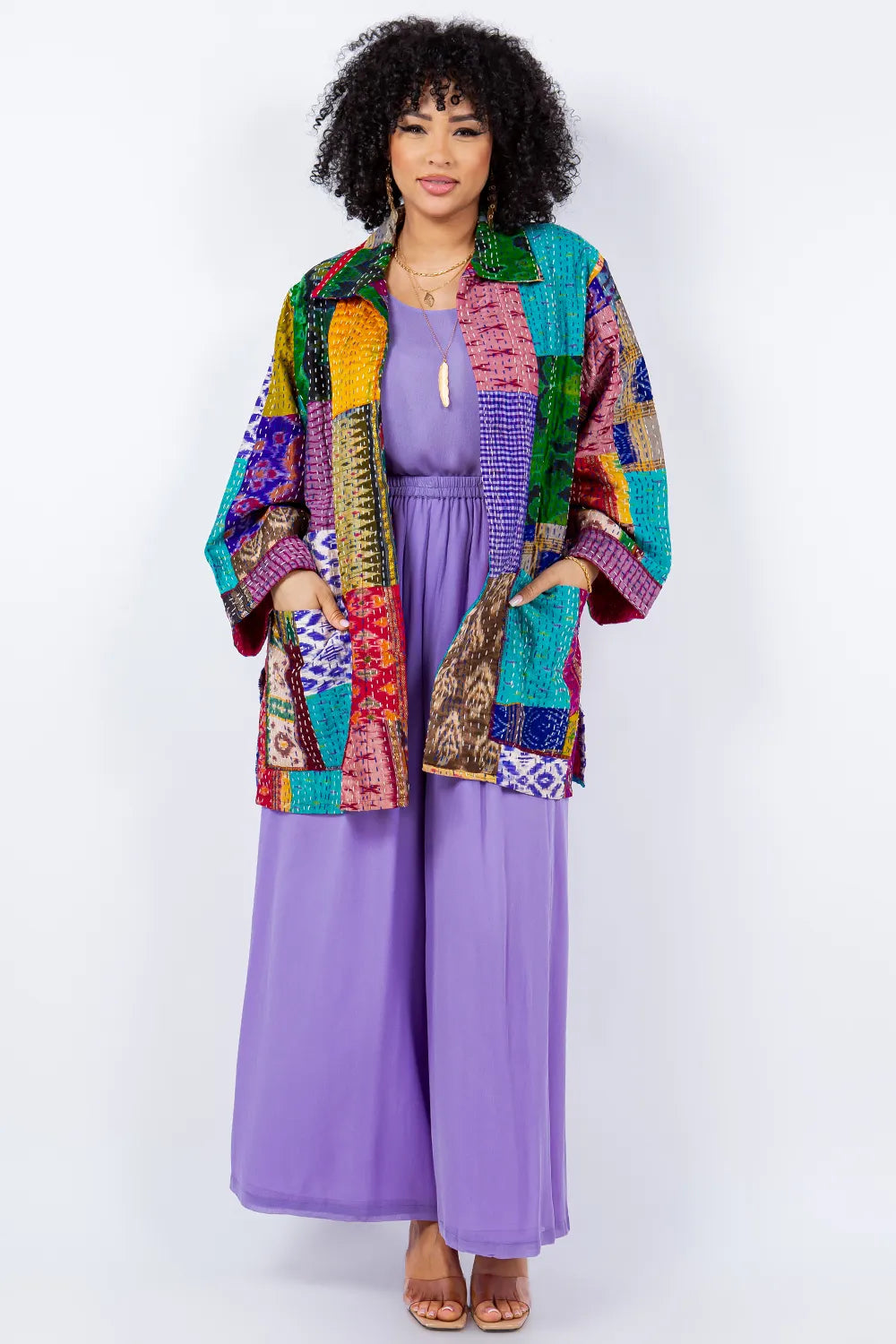 Sterling Style Kantha Vintage Assorted Kimono Jacket - 5683J MULTI