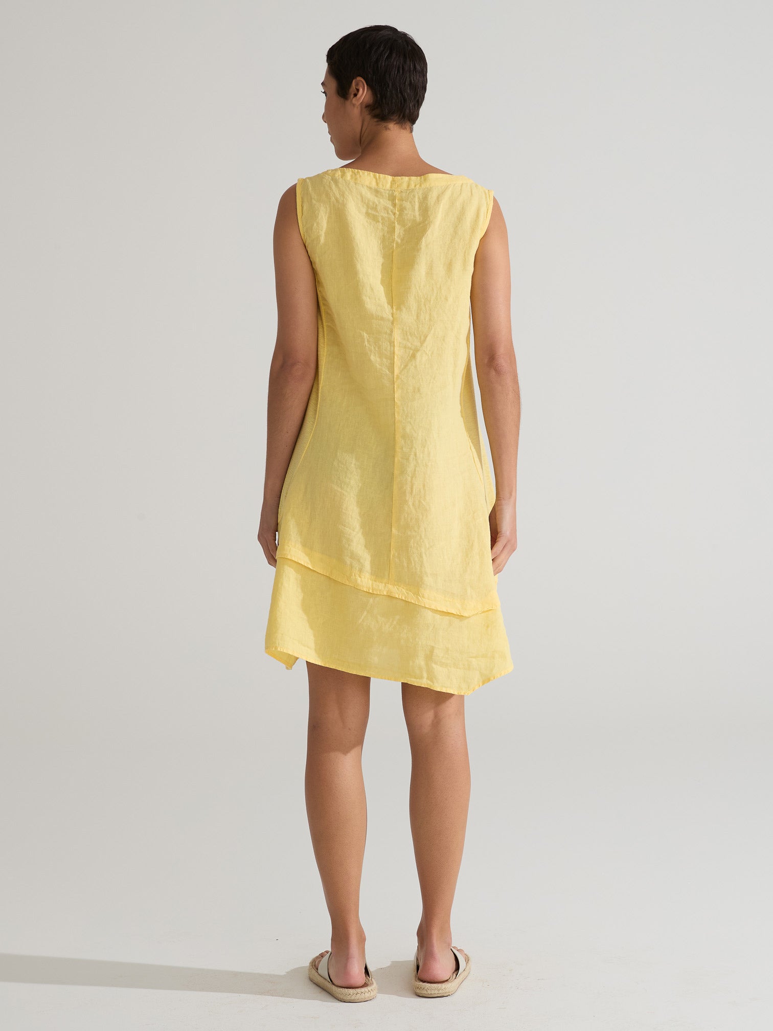 CUT LOOSE - Linen Combo Asym Tunic Dress - 5700215