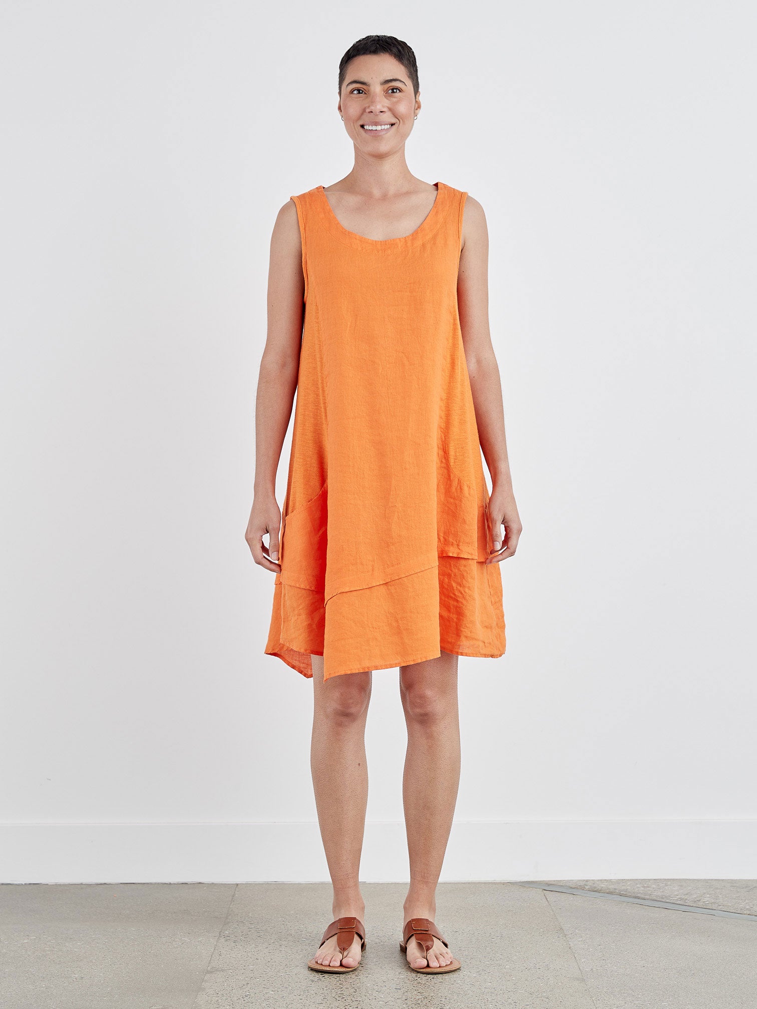 CUT LOOSE - Linen Combo Asym Tunic Dress - 5700215