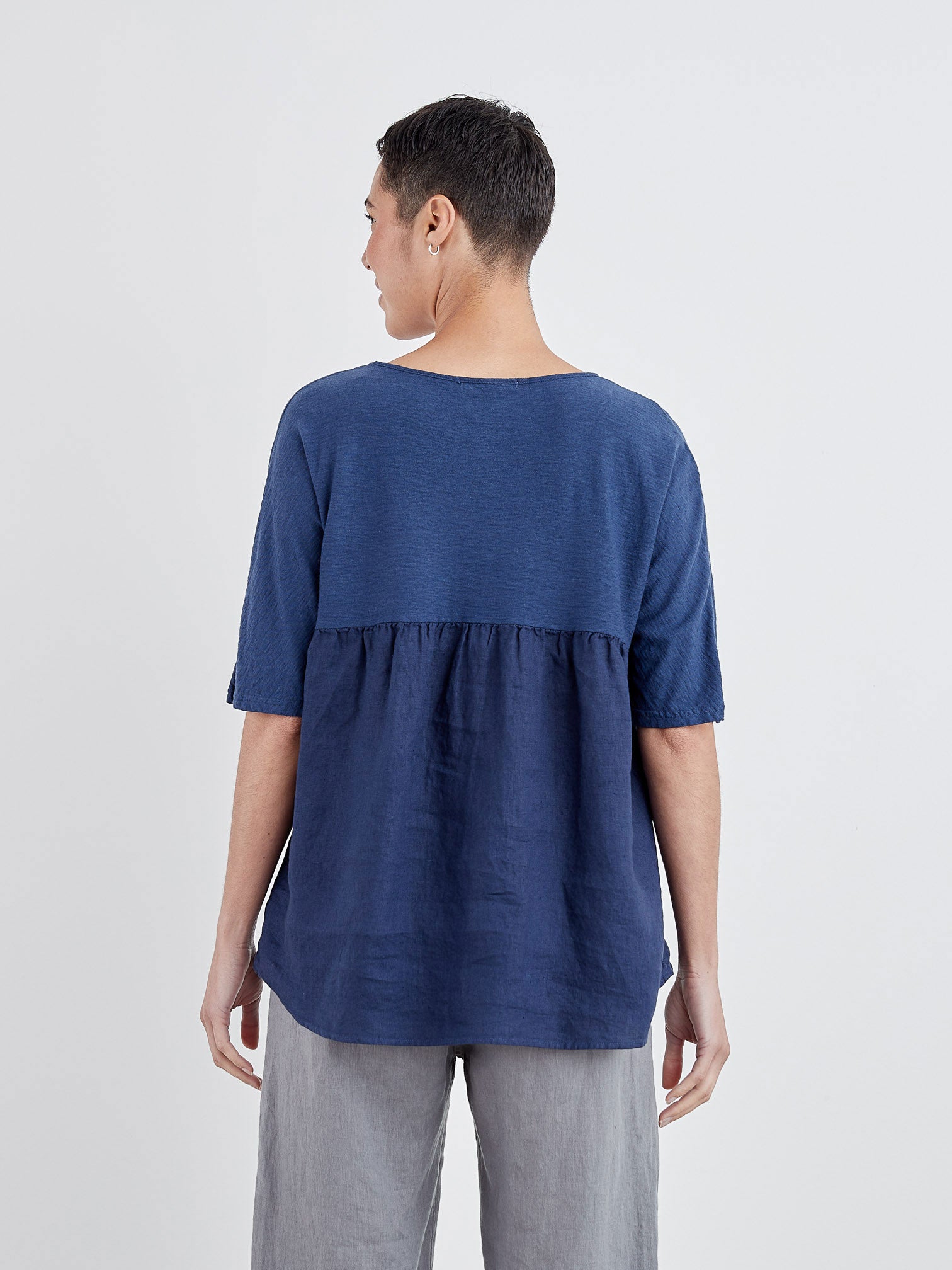 CUT LOOSE - Linen Combo Yoke Top - 5706111