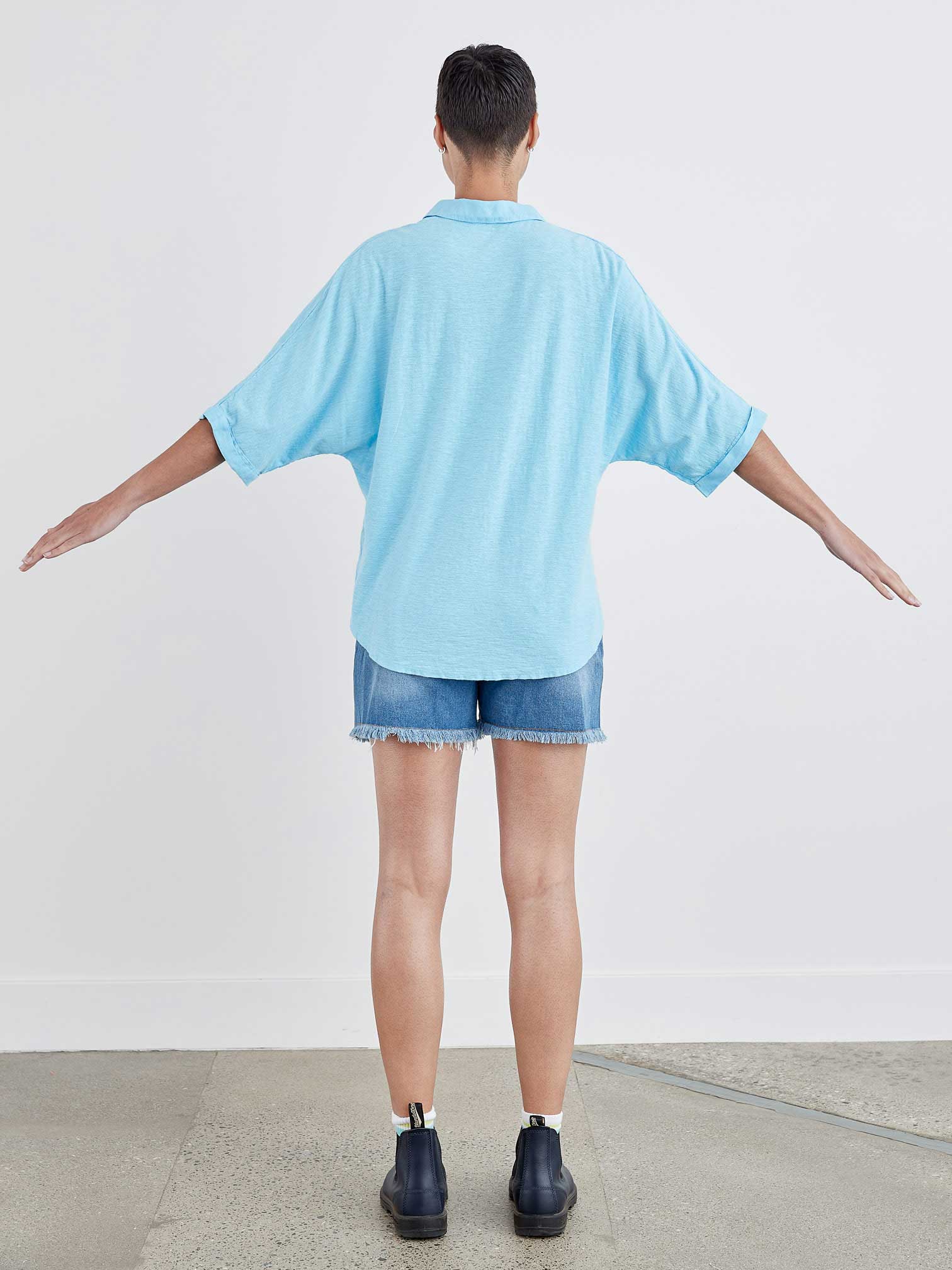 CUT LOOSE - Linen Combo Dolman Slv Shirt - 5706503﻿