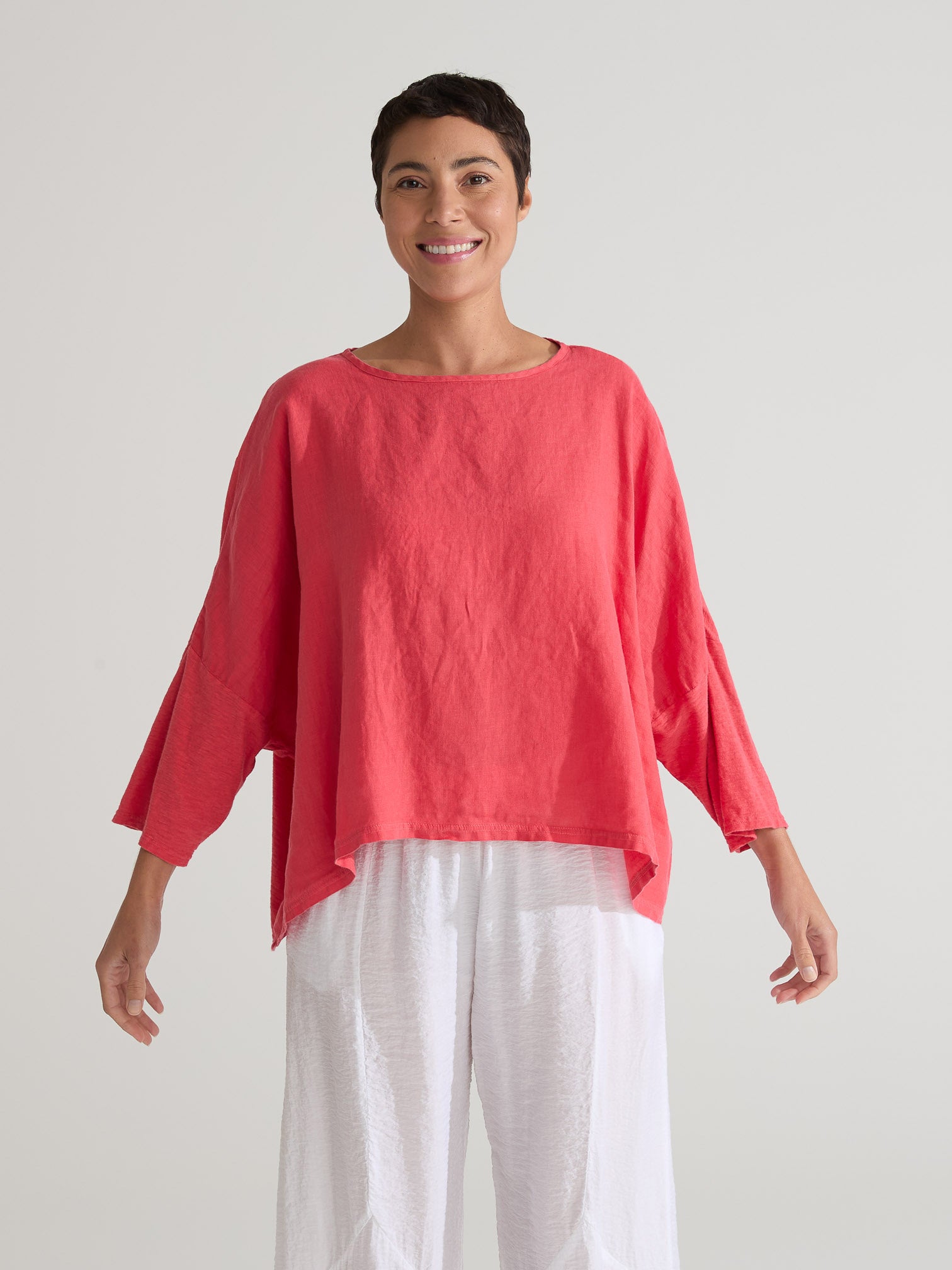 CUT LOOSE - Linen Combo O/S Crop Top - 5706511