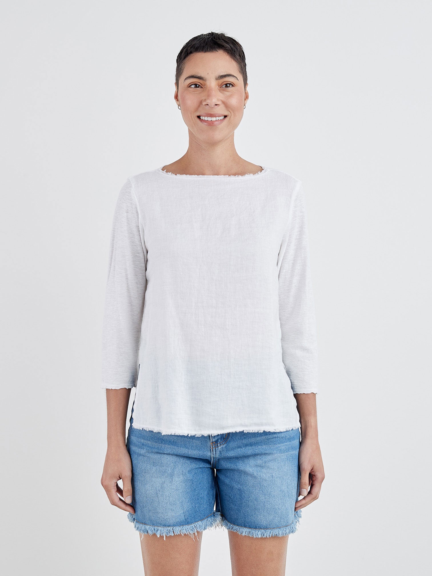 CUT LOOSE - Linen Combo 3/4 Slv Tee - 5707816