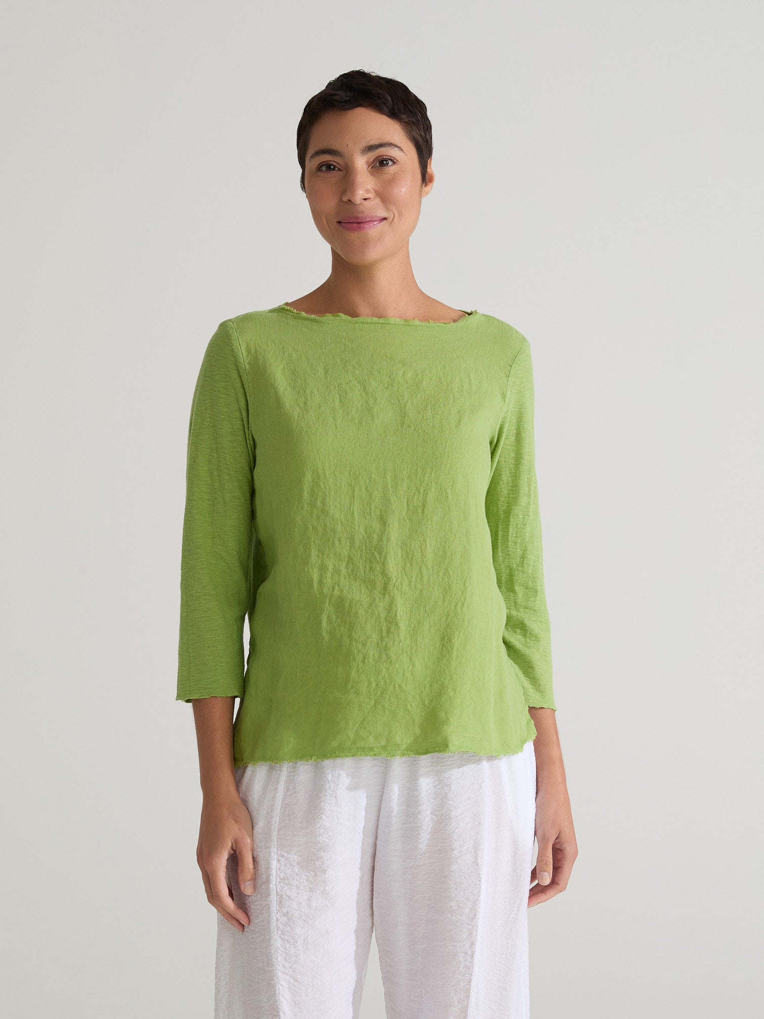 CUT LOOSE - Linen Combo 3/4 Slv Tee - 5707816