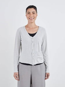 CUT LOOSE - Linen Combo Crop Pkt Cardi