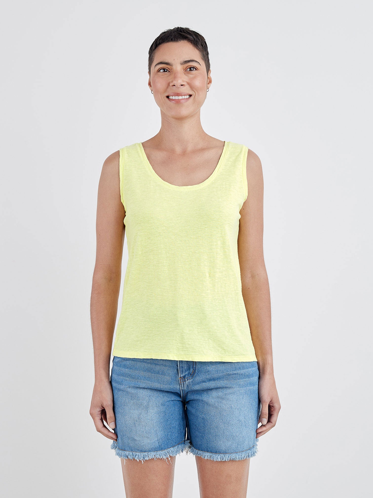 CUT LOOSE - Linen Weight Linen Cotton Jersey Scoop Neck Tank - 5775743﻿