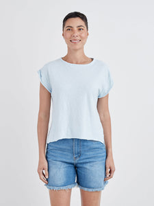 CUT LOOSE - Linen Weight Linen Cotton Roll Up Slv Tee