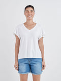 CUT LOOSE - Linen Weight Linen Cotton Flutter Slv Top