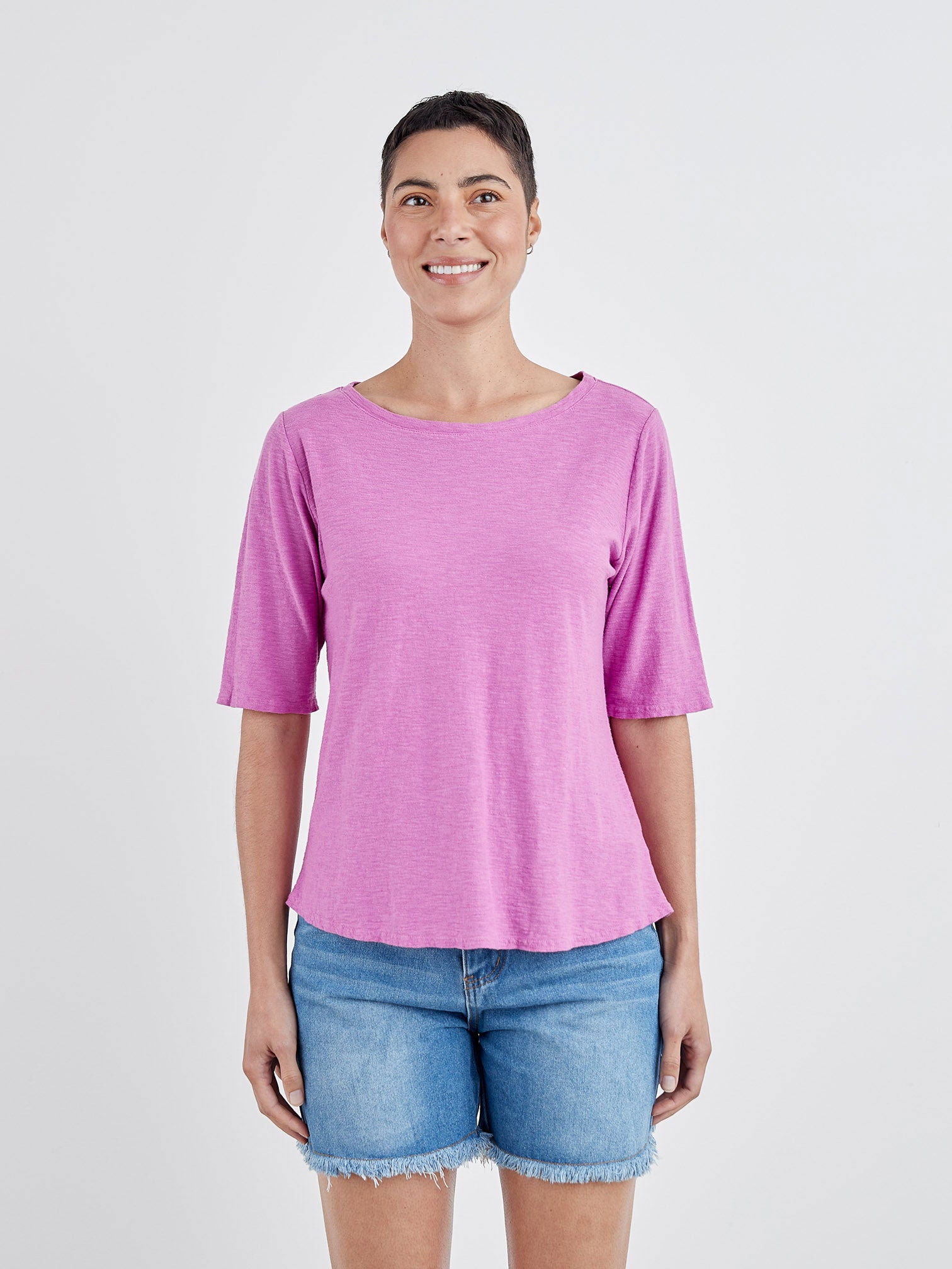 CUT LOOSE - Linen Weight Linen Cotton Elbow Tee - 5776615