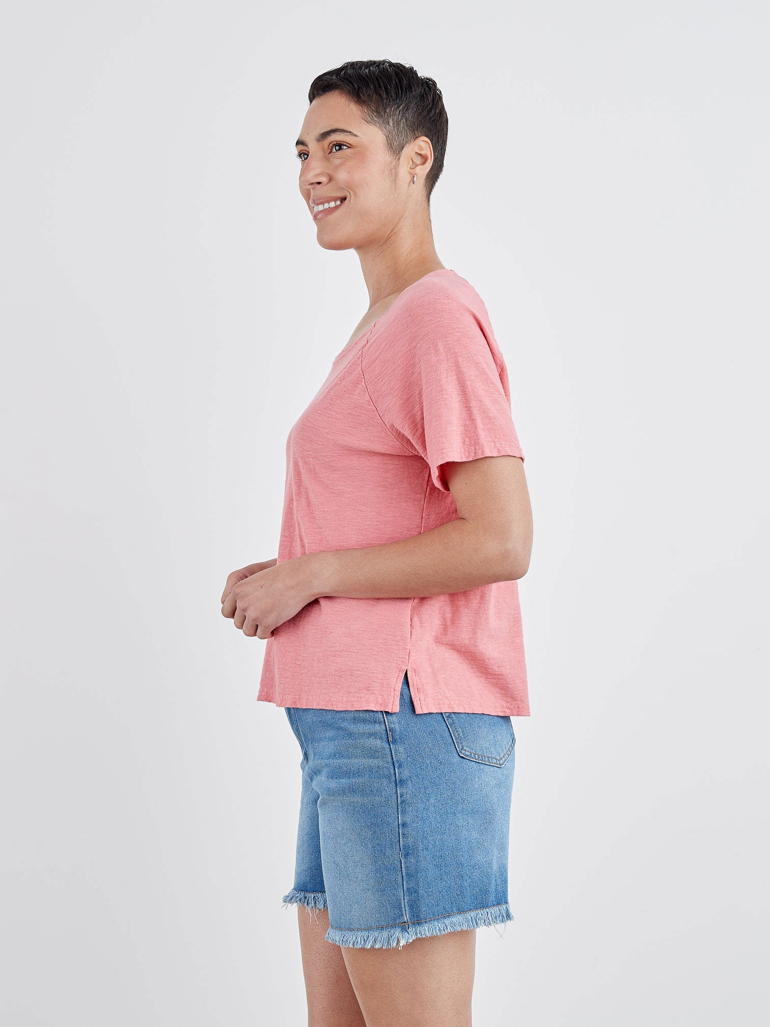 CUT LOOSE - Linen Weight Linen Cotton Cap Slv Raglan Tee - 5776911