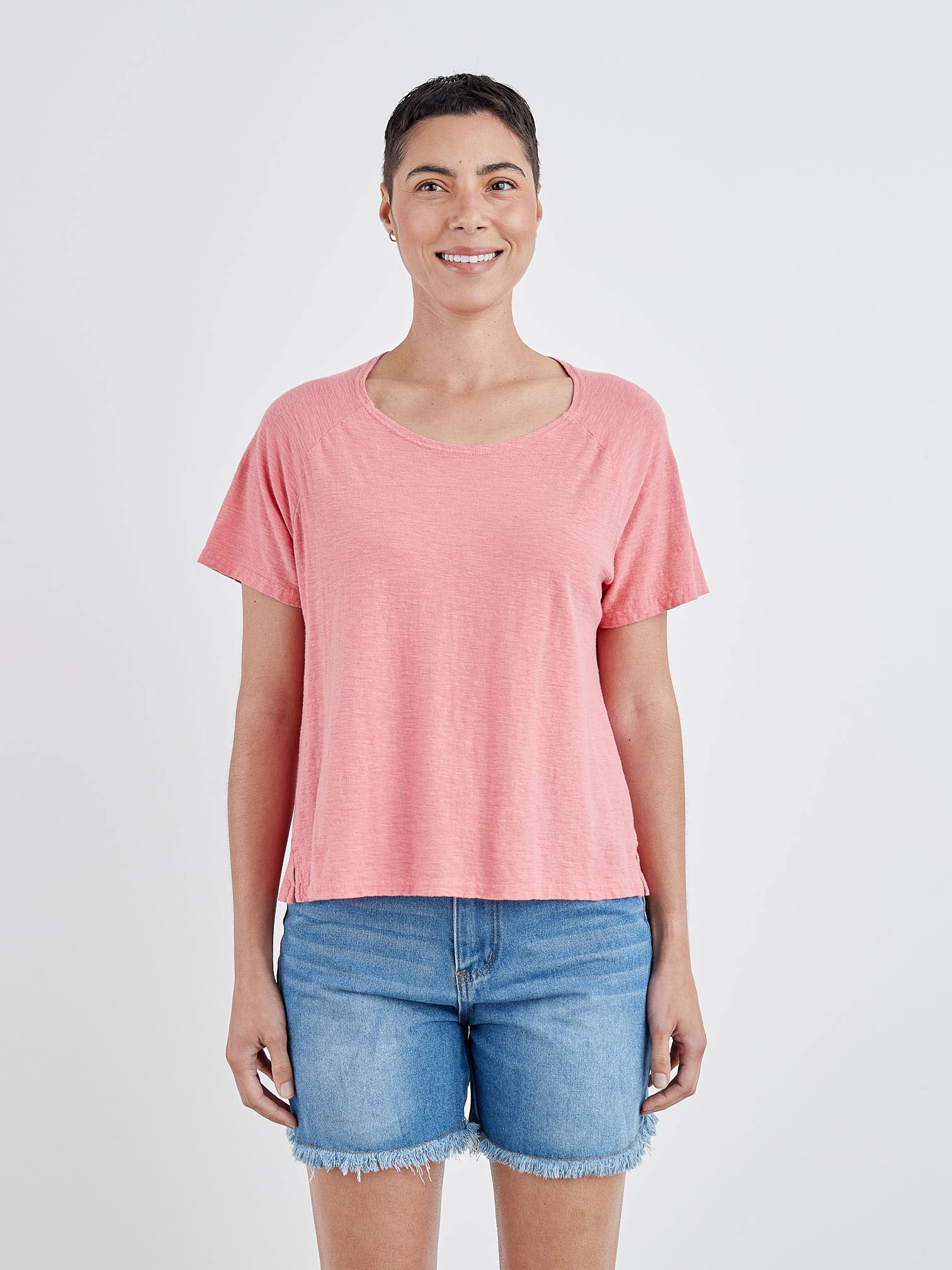 CUT LOOSE - Linen Weight Linen Cotton Cap Slv Raglan Tee - 5776911