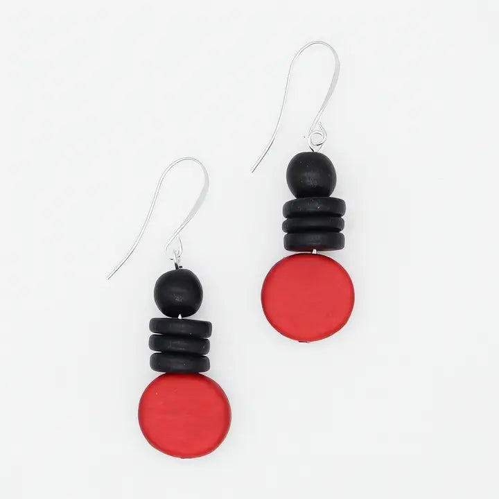SYLCA Red and Black Dusk Earrings - SD25E27 - RED