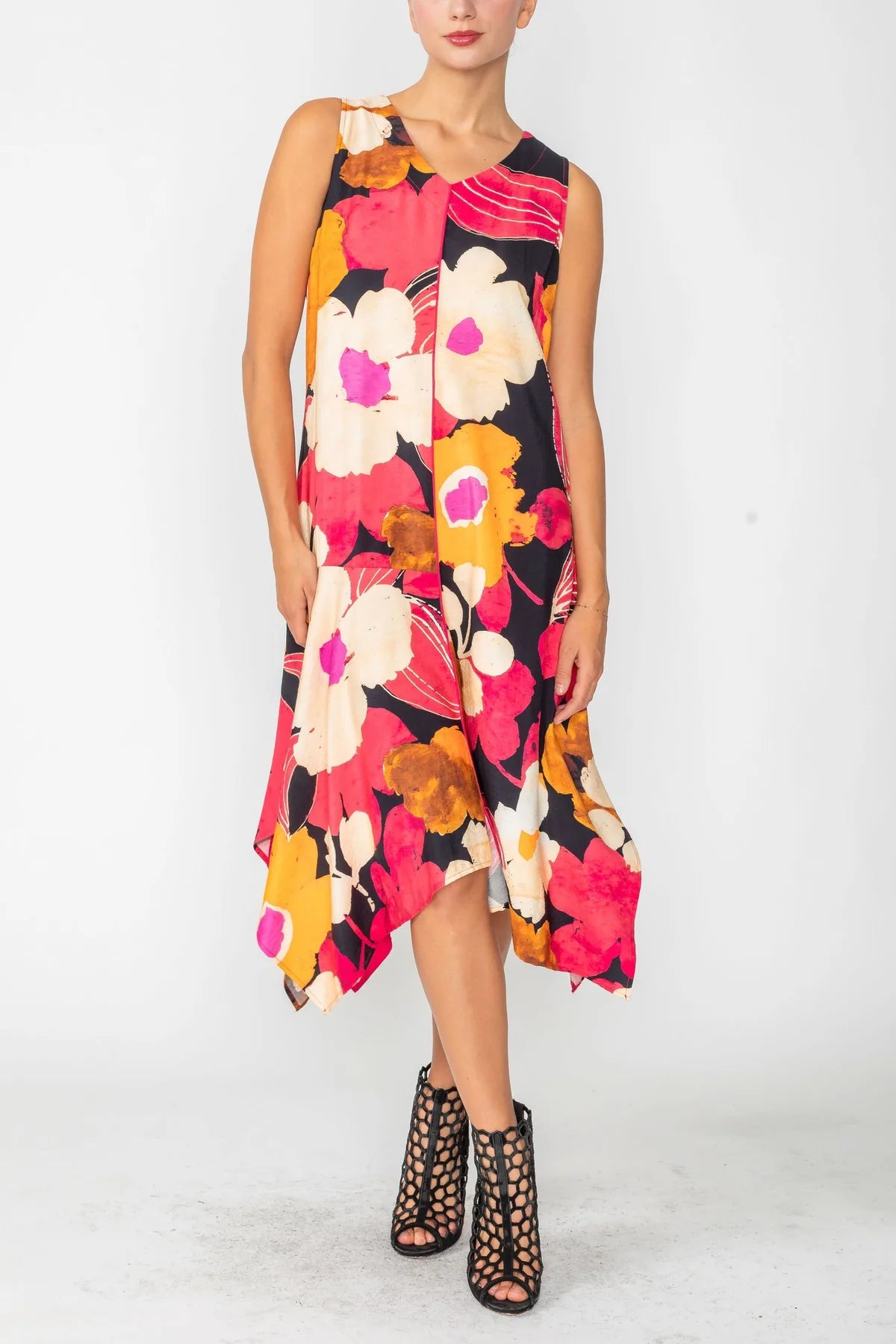 IC COLLECTION Dress- 5881D- FUCHSIA