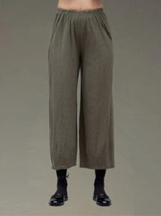 CUT LOOSE Linen Cotton Jersey Cropped Pants with Darts - 5012088