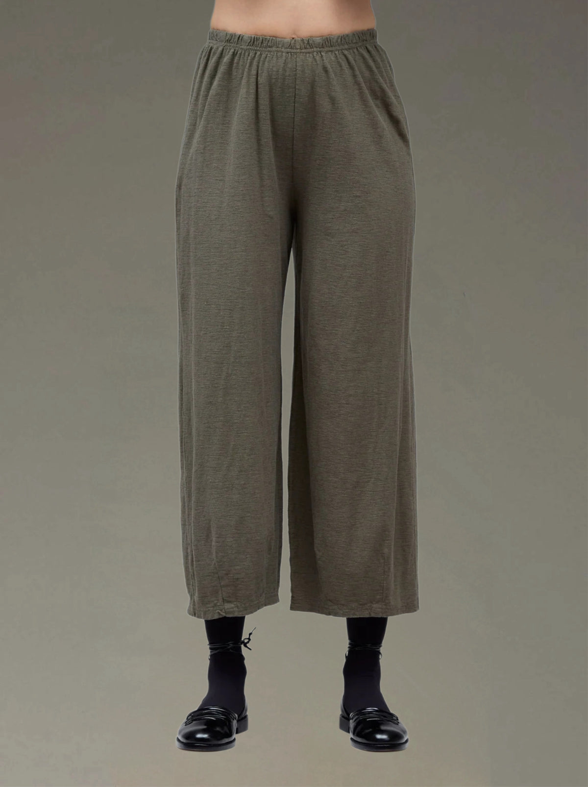 CUT LOOSE Linen Cotton Jersey Cropped Pants with Darts - 5012088
