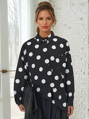 Vanite Couture Asymmetric Polka Dot Top - 5809-98 - BLACK DOTS