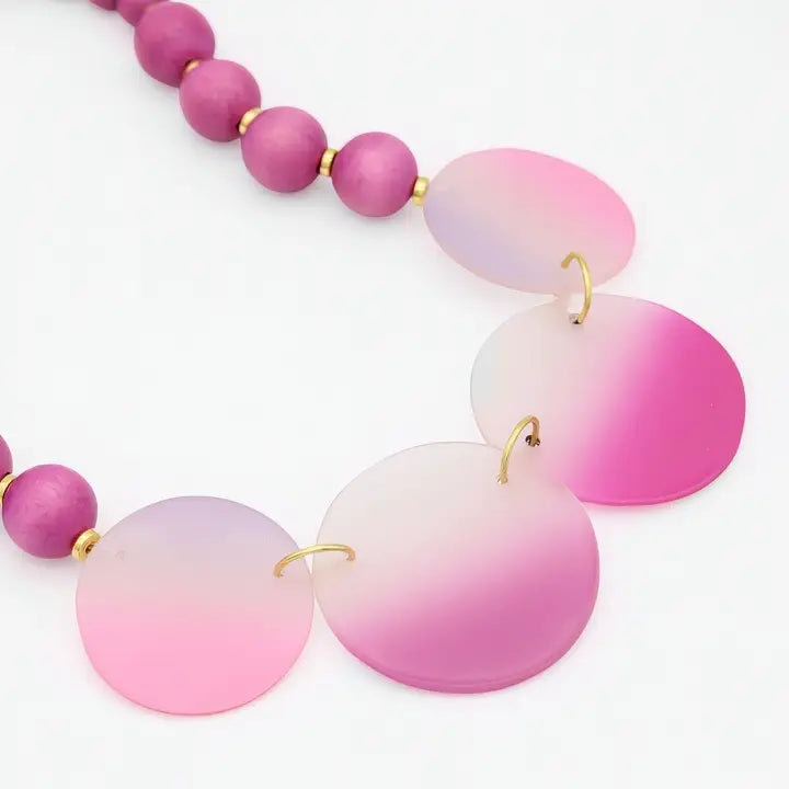 SYLCA Pink Mirage Statement Necklace - SD26N13 - PINK