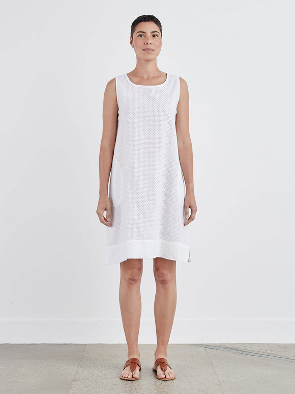 CUT LOOSE - Pinhole Easy Shorter Tank Dress (WHITE ONLY)