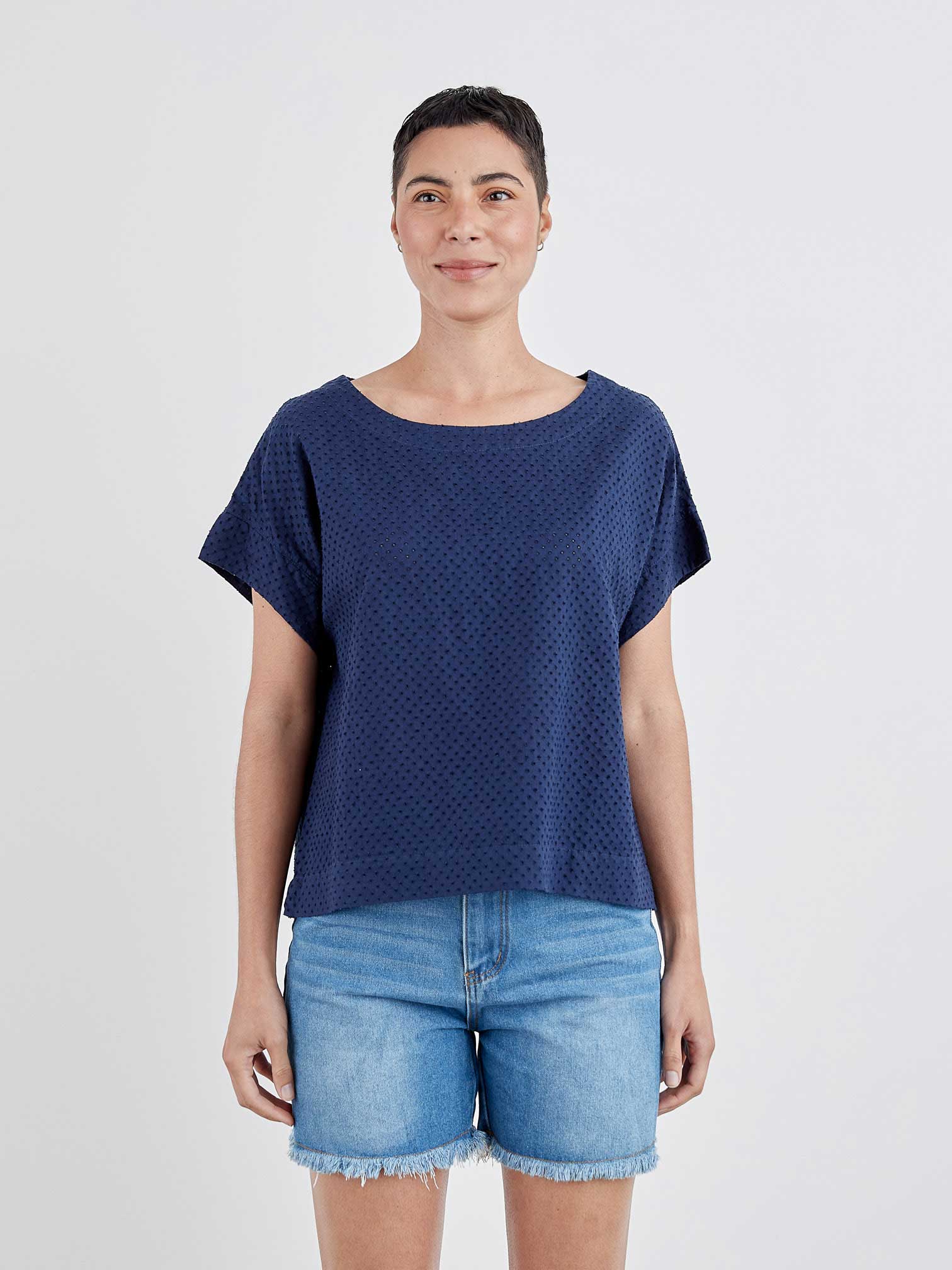 CUT LOOSE - Pinhole S/S Crop Top - 5936326