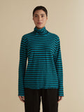 CUT LOOSE - Black/Natural Stripe Turtleneck Top - 5997099