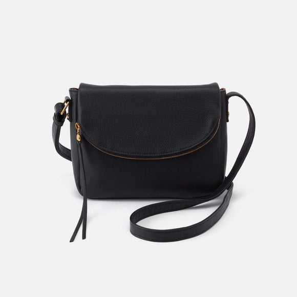 HOBO - Fern Foldover Medium Messenger - BLACK IN PEBBLED LEATHER