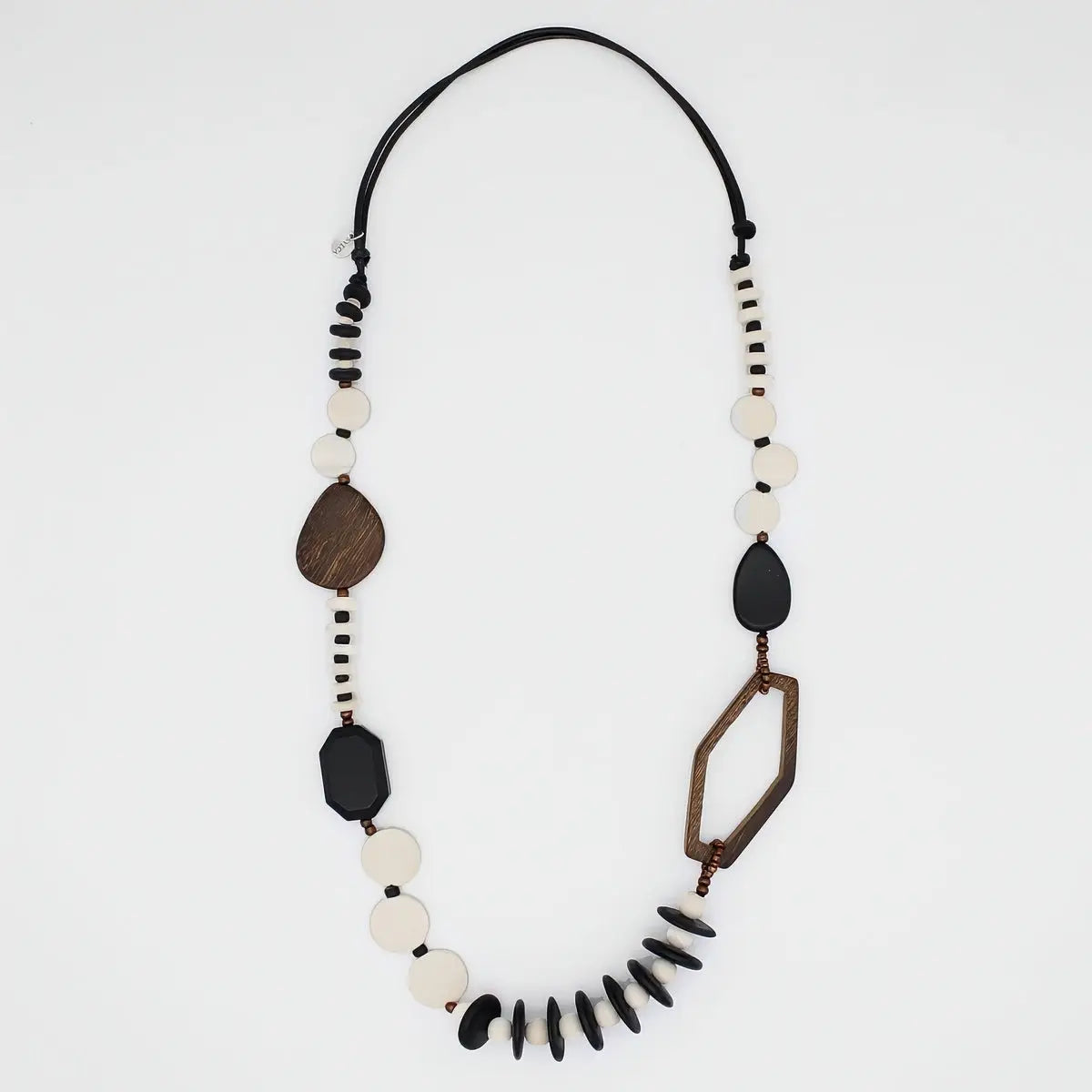 SYLCA White Wood Bead Gabby Necklace - BP24N17 - WHITE