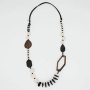 SYLCA White Wood Bead Gabby Necklace - BP24N17 - WHITE