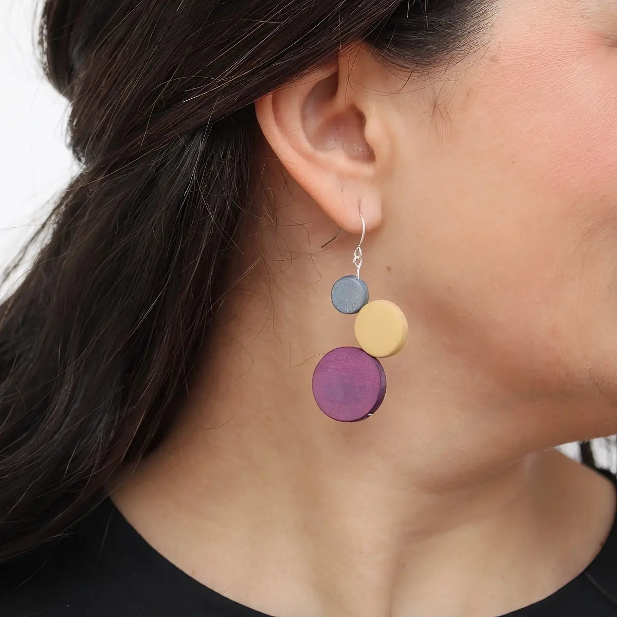 SYLCA Purple and Mustard Beckett Bubble Earrings