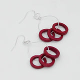 SYLCA Three Ring Red Noa Dangle Earrings