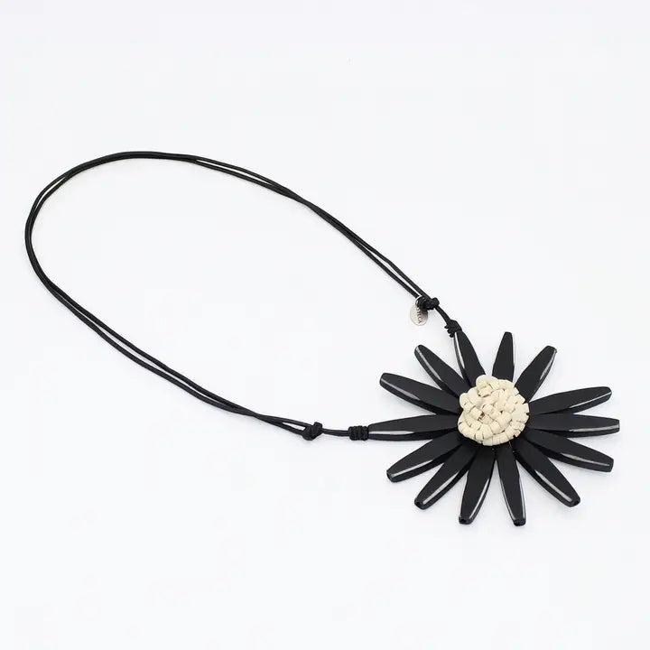 SYLCA Black Amaya Flower Statement Necklace - BP23N13 - BLACK