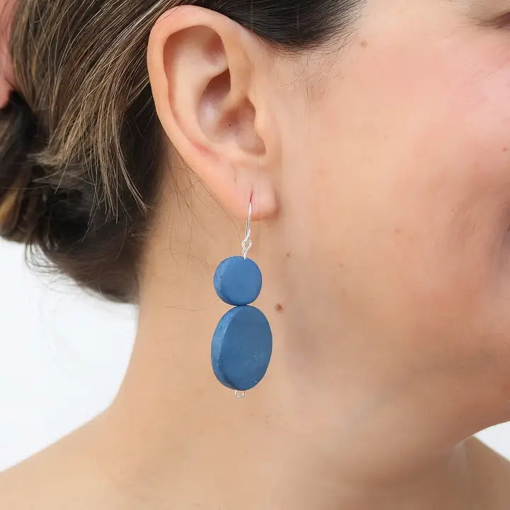 SYLCA Blue Double Bead Sarah Earrings - SD18E65 - BLUE