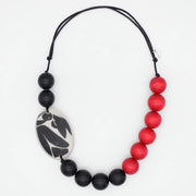 SYLCA Black and Red Medallion Statement Necklace