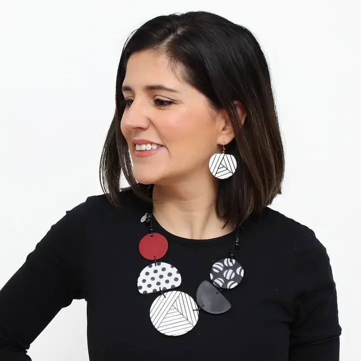 SYLCA Palma Necklace - LS24N27 - BLACK/WHITE/RED