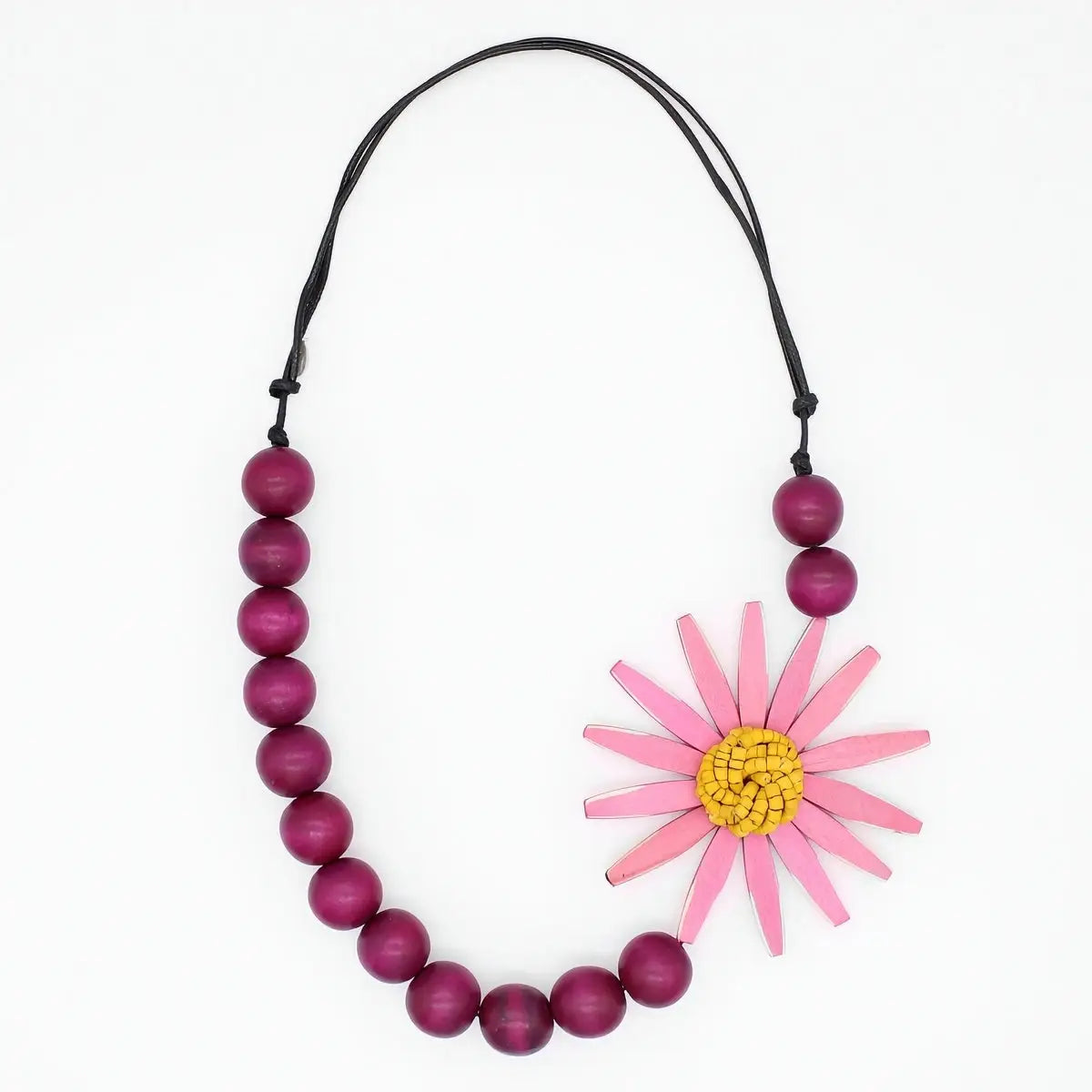 SYLCA Chunky Pink and Yellow Flower Statement Necklace - SD24N23 - PINK/YELLOW