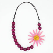 SYLCA Chunky Pink and Yellow Flower Statement Necklace - SD24N23 - PINK/YELLOW