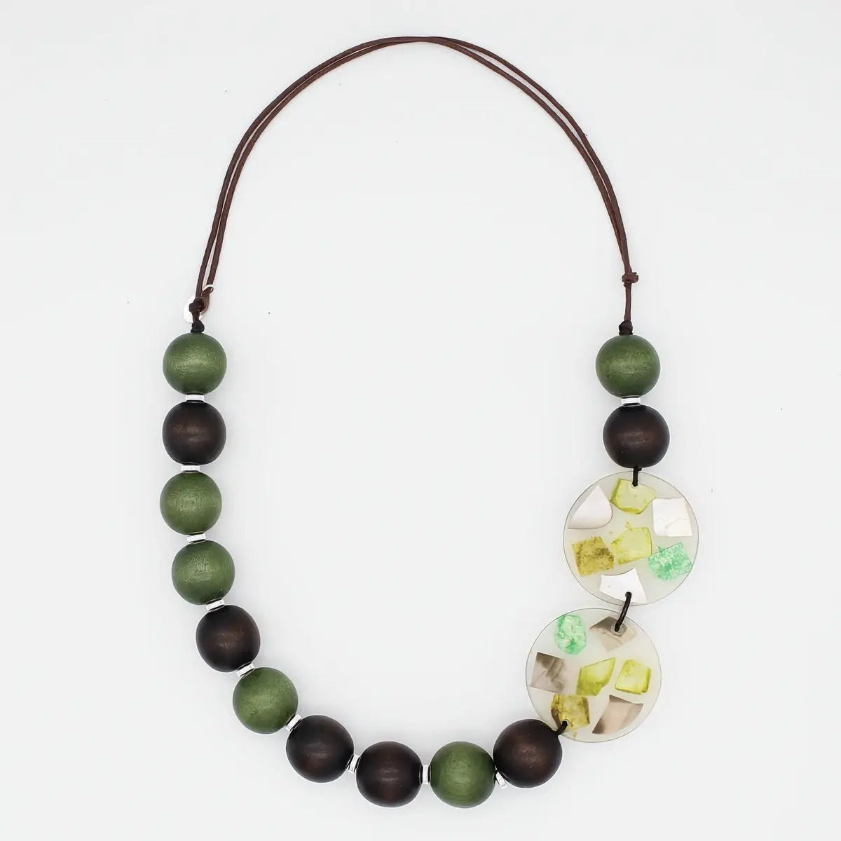 SYLCA Olive and Brown Prism Necklace